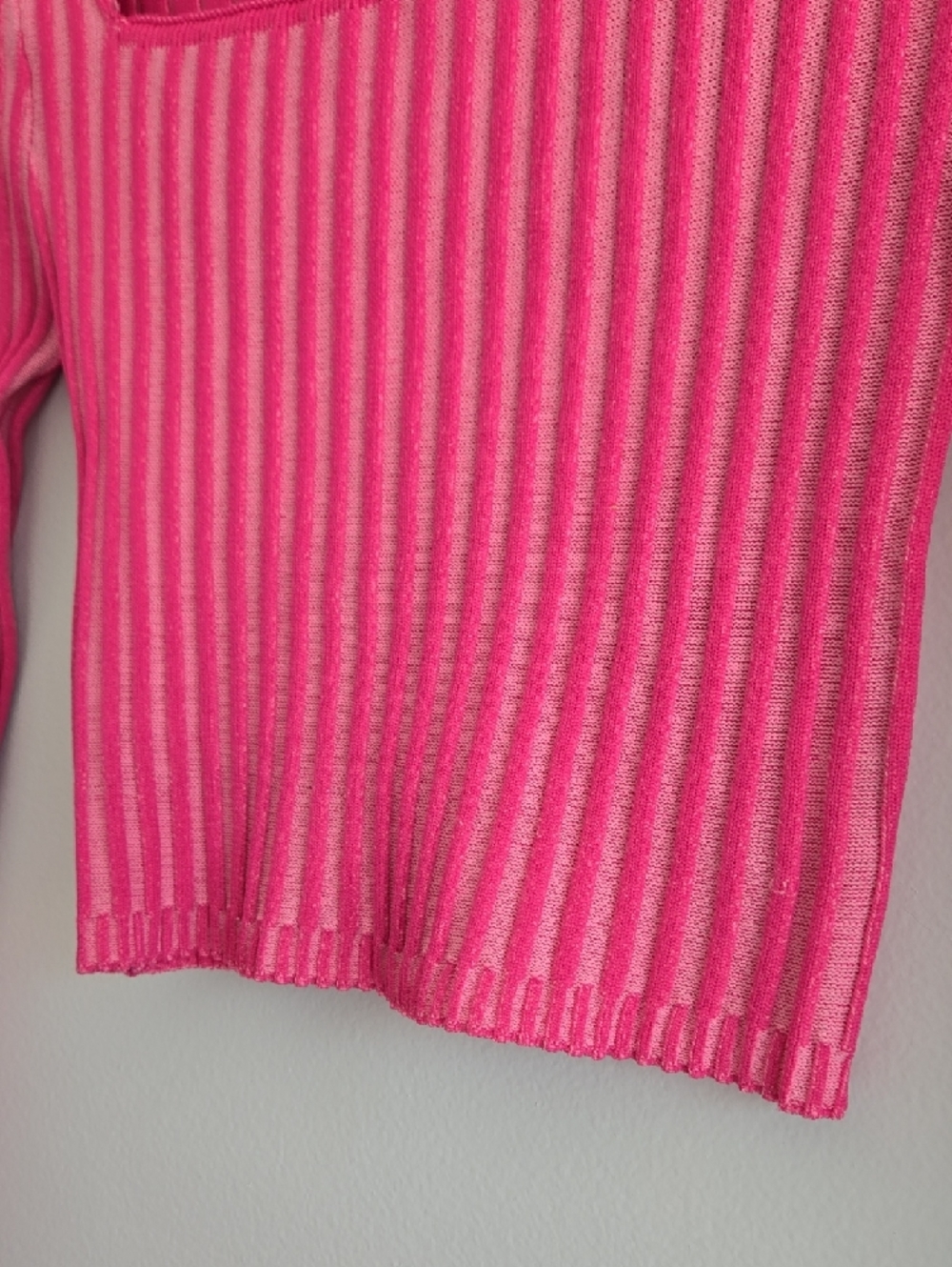 PrettyLittleThing Pink Striped Ribbed Top - Picture 6 of 16
